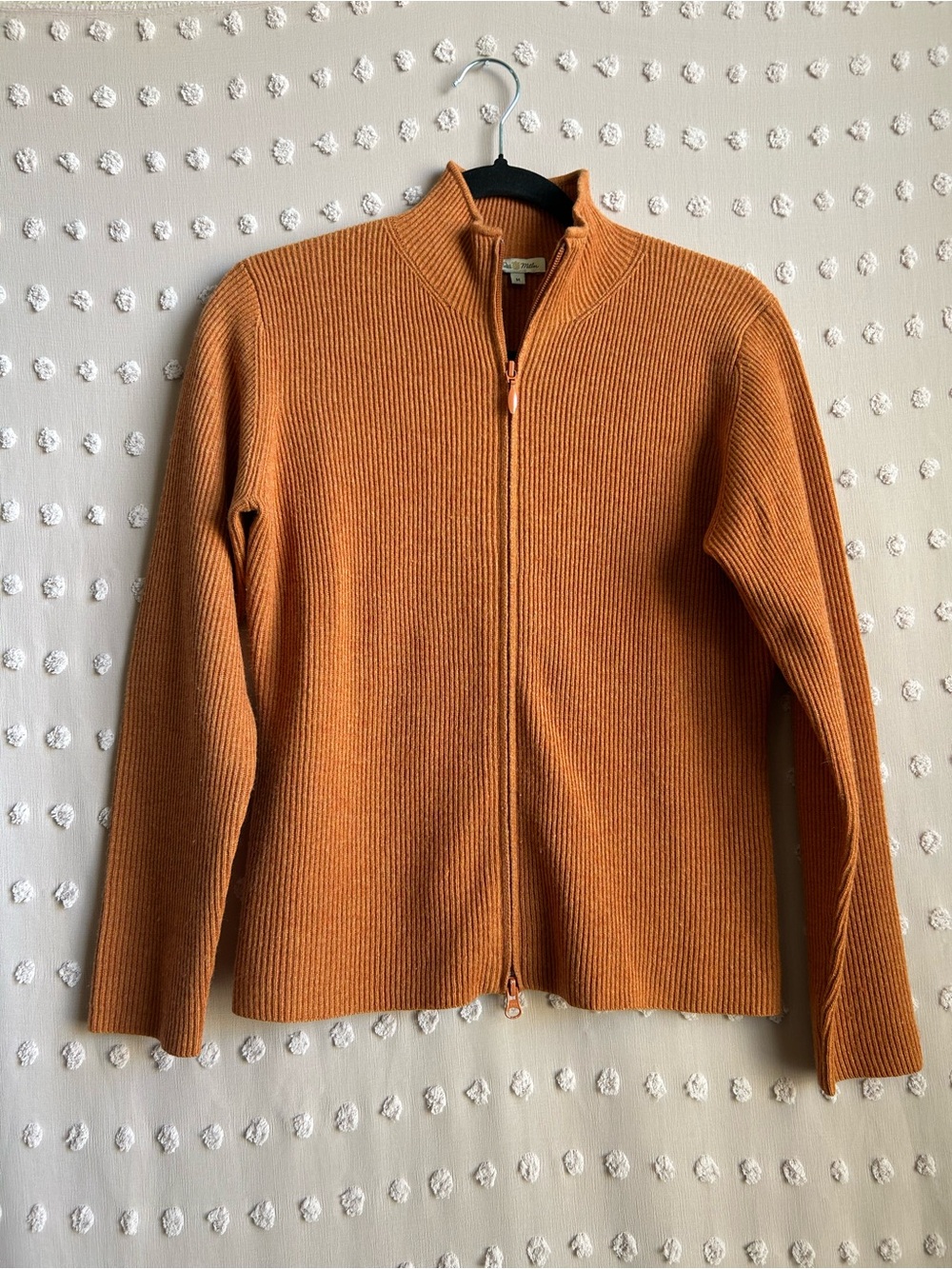 Peter Millar Women’s Cashmere Ribbed Full Zip Long Sleeve Sweater Sz M Orange